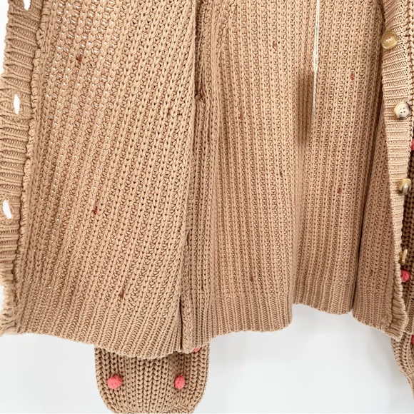 NWT The Great. Bobble Fisherman Knit Cardigan in Sand and Berry Size 0 - Picture 9 of 11